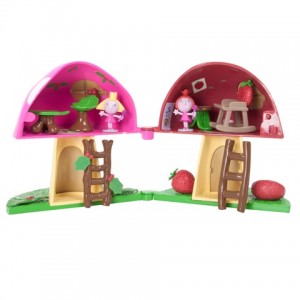 Magical Toadstool Playset open with Holly and Strawberry upstairs