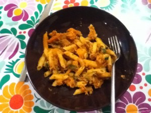 Sunday - pasta and squashed butternut squash