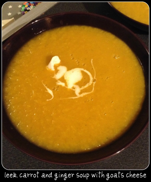 Carrot, Leek and Ginger Soup with Goats Cheese