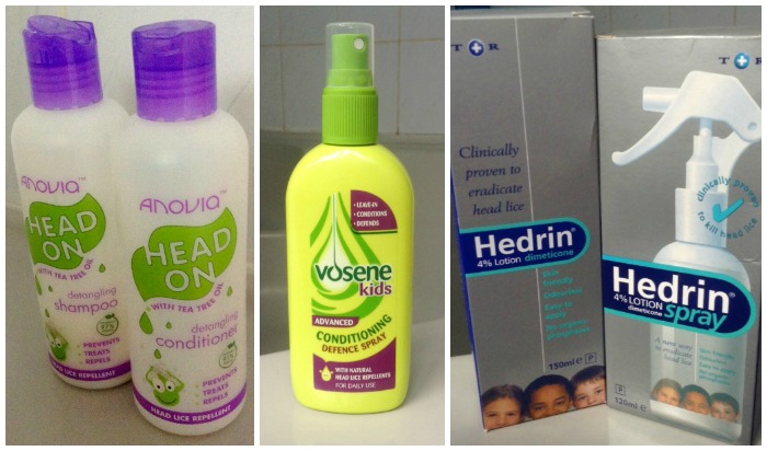 Head lice helpful tips - bottles of Hedrin, Vosene Kids and Anovia Head On which are all reasonable and work for us. 