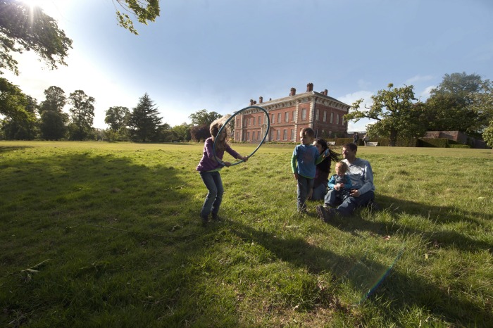 Visitors in the grounds to the south front of Beningbrough Hall, North Yorkshire. ©National Trust Images John Millar