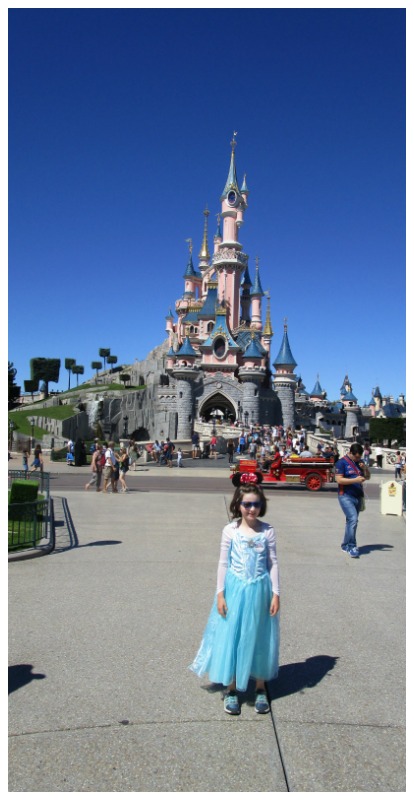 H in front of the Disneyland Castle