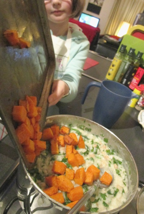 add butternut squash to butternut squash risotto