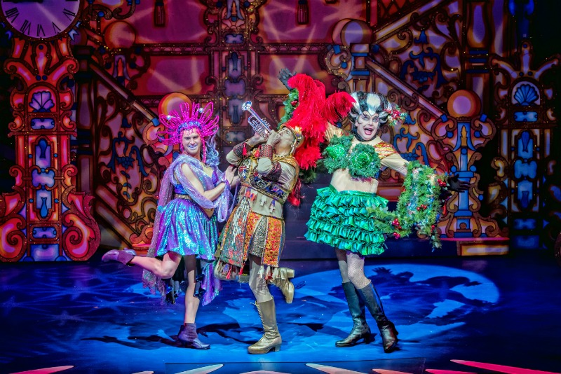 AJ Powell, Berwick Kaler and David Leonard in Cinderella at York Theatre Royal. Photo by Anthony Robling.