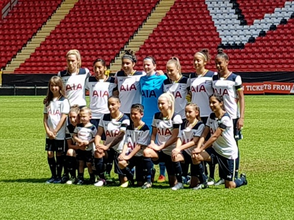 Tottenham women in their play off match vs Blackburn Rovers when they won and gained promotion to the Women's Championship. 