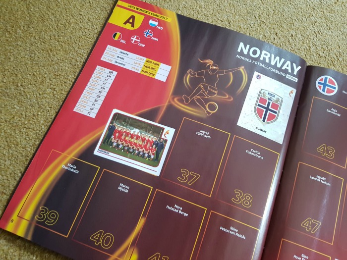 UEFA Womens Euro 2017 Panini Sticker Book Norway team and badge