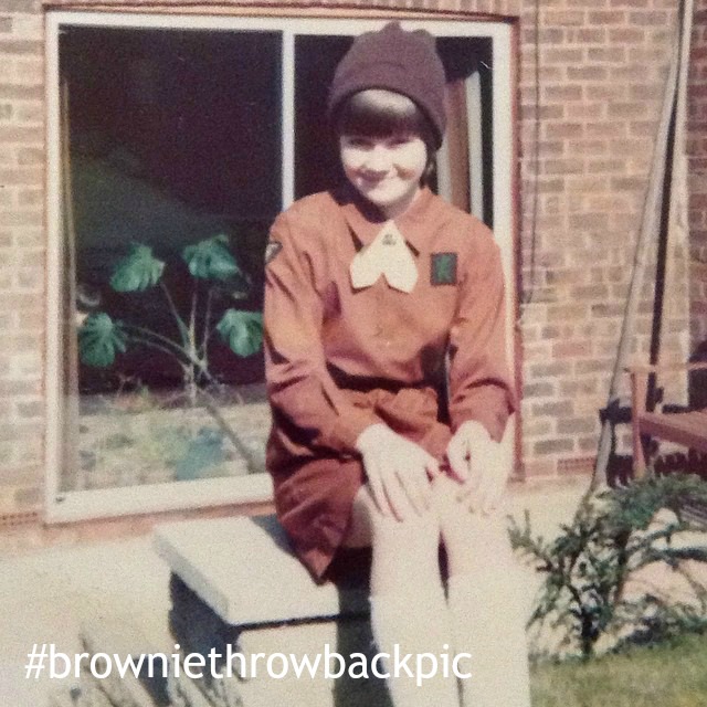 1970s Brownie me, these days I'm volunteering with Girlguiding. This was a throwback picture for the Lottie Brownie Pack in 2017.