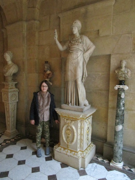 H and the Minerva statue inside Castle Howard