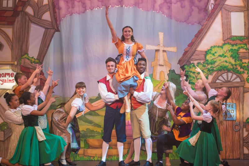 Charlotte Bramwells (Princess - centre) and cast members of Jack and the Beanstalk at Waddon Leisure Centre (photo James Spicer)