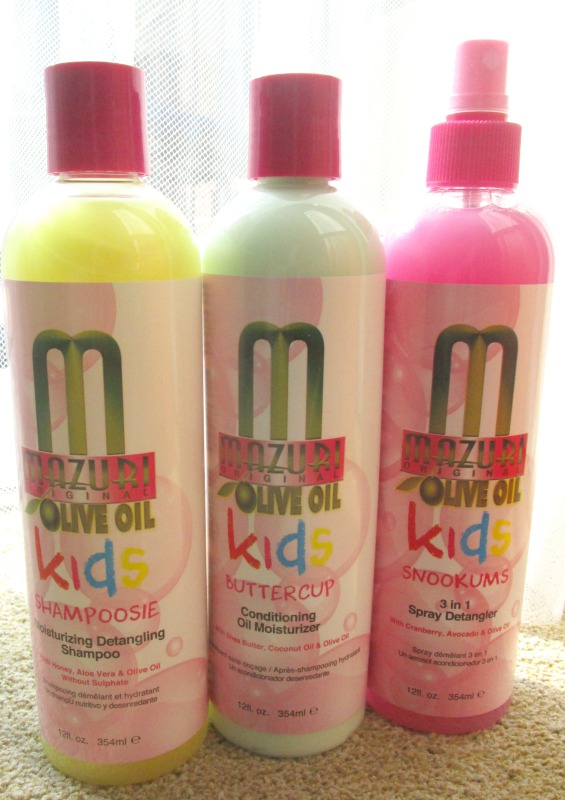 bottles of mazuri kids haircare