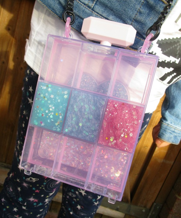Glam Goo bag with three compartments filled