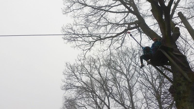 Starting the zipwire at PGL Marchants Hill