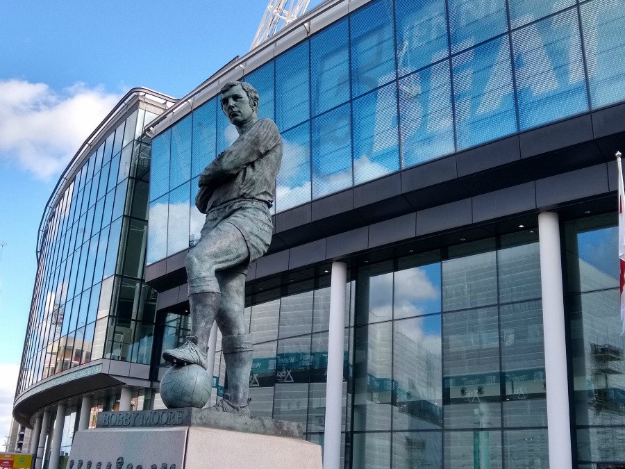 Wembley - Bobby Moore statue taken at the Women's FA Cup Final 2019